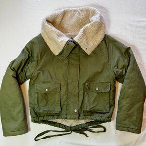 UNIF - URBAN OUTFITTERS FLEECE-LINED BOMBER JACKET, ARMY, XS